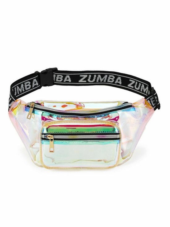 Zumba Fitness Handbags - Zumba Translucent Iridescent Vinyl Fanny Pack Jacquard Adjustable Waistband TPU